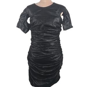 House of CB Alcea black vegan leather cut out sleeve dress Size Large